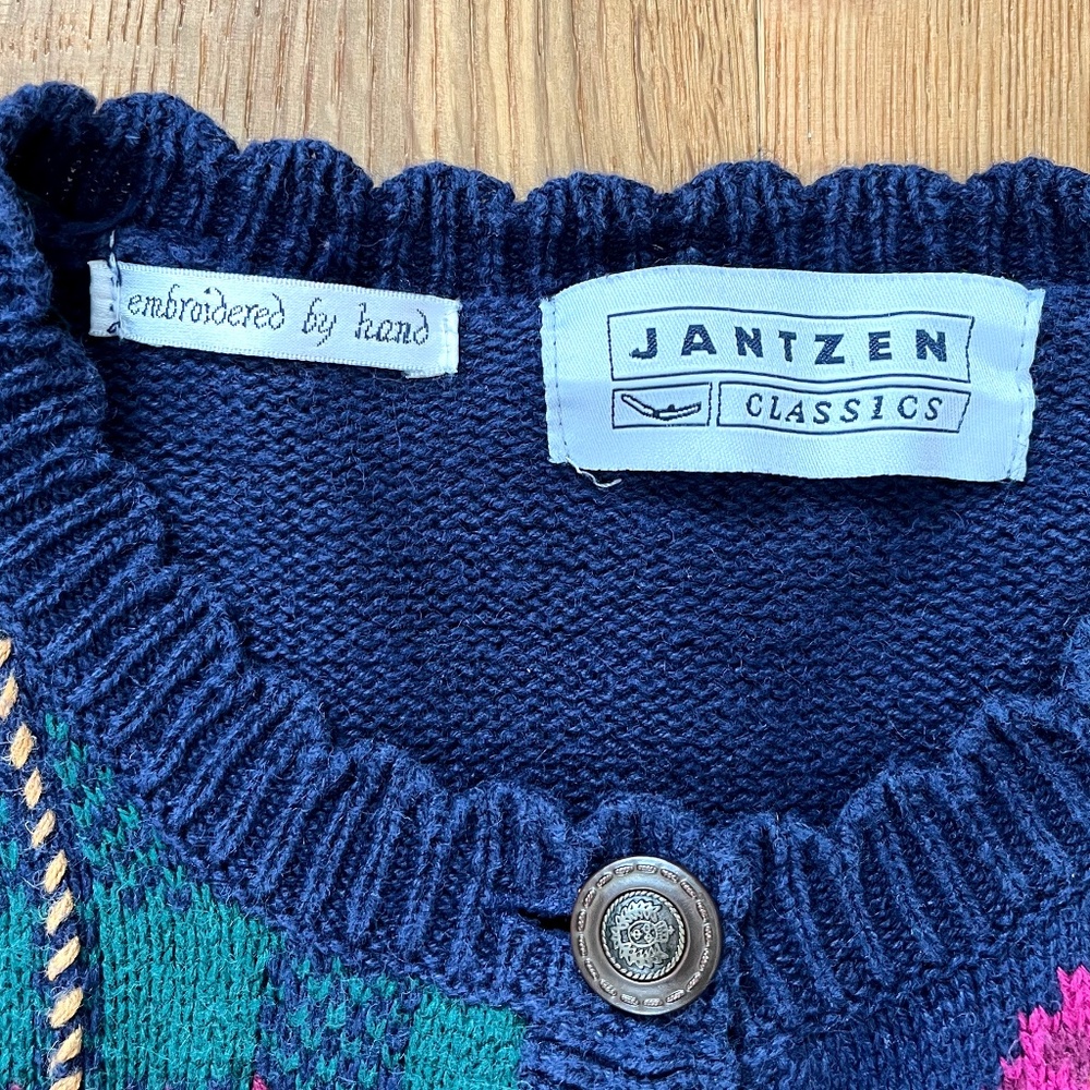 Vintage Equestrian Embroidered Patchwork Cardigan by Jantzen Classics - Picture 5 of 12